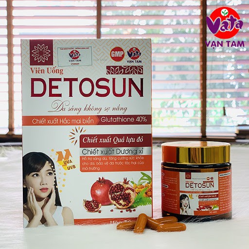 DETOSUN - Viên Uống Chống Nắng, Bổ Xung glutathione Giúp Đẹp Da, giảm nám sạm