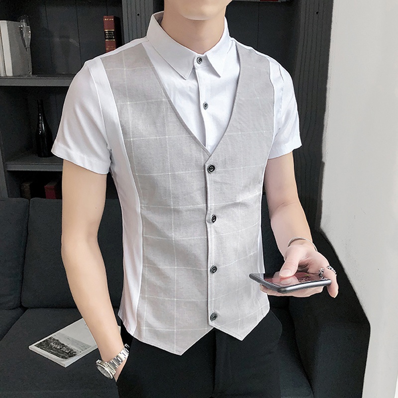 Áo sơ mi Nam, Áo sơ mi cộc tay phối Gile, tạo điểm nổi bật cho chiếc áo của bạn sang trọng lịch lãm H42