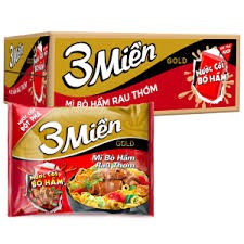 Mì 3 miền Gold Bò hầm rau thơm thùng 30 gói x 75g