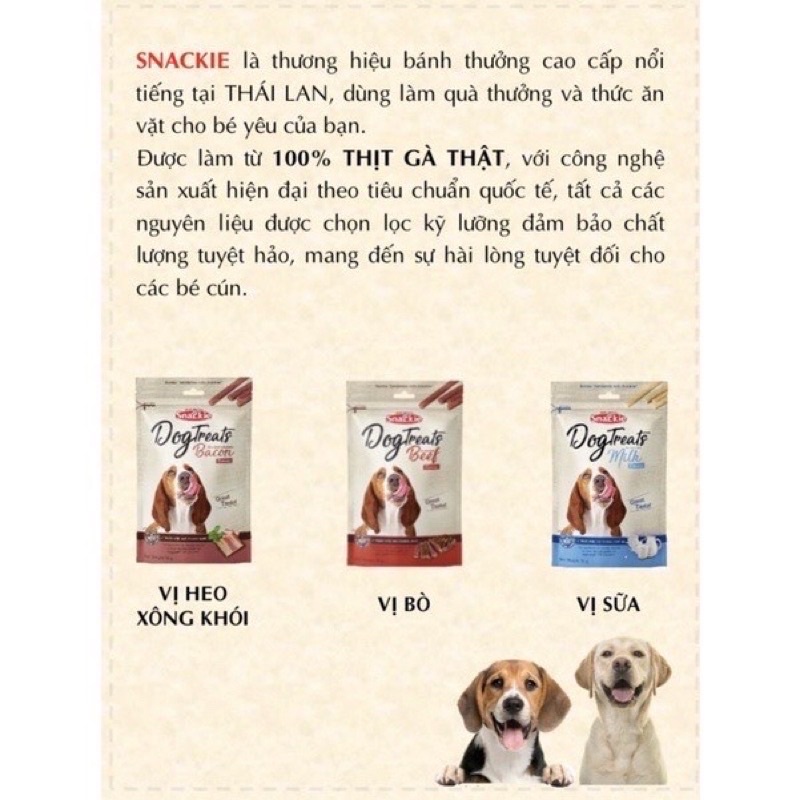 Bánh thưởng cho chó Snackie dạng que gói 70g - Snack cho chó made in Thái Lan