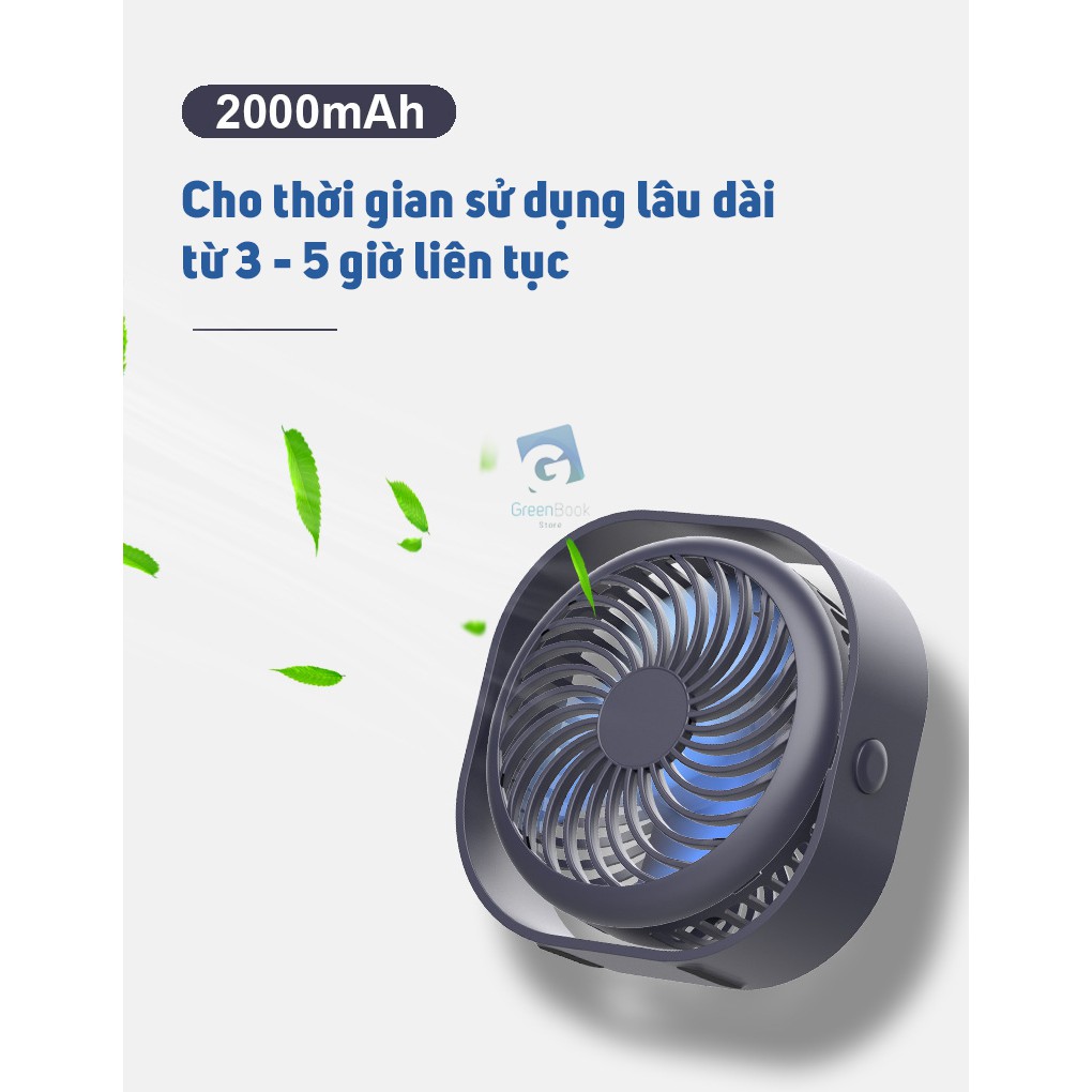 Quạt Mini Để Bàn Tích Điện Quạt Đa Năng 3 Chế Độ Làm Mát | Quạt Sạc Văn Phòng Học tập