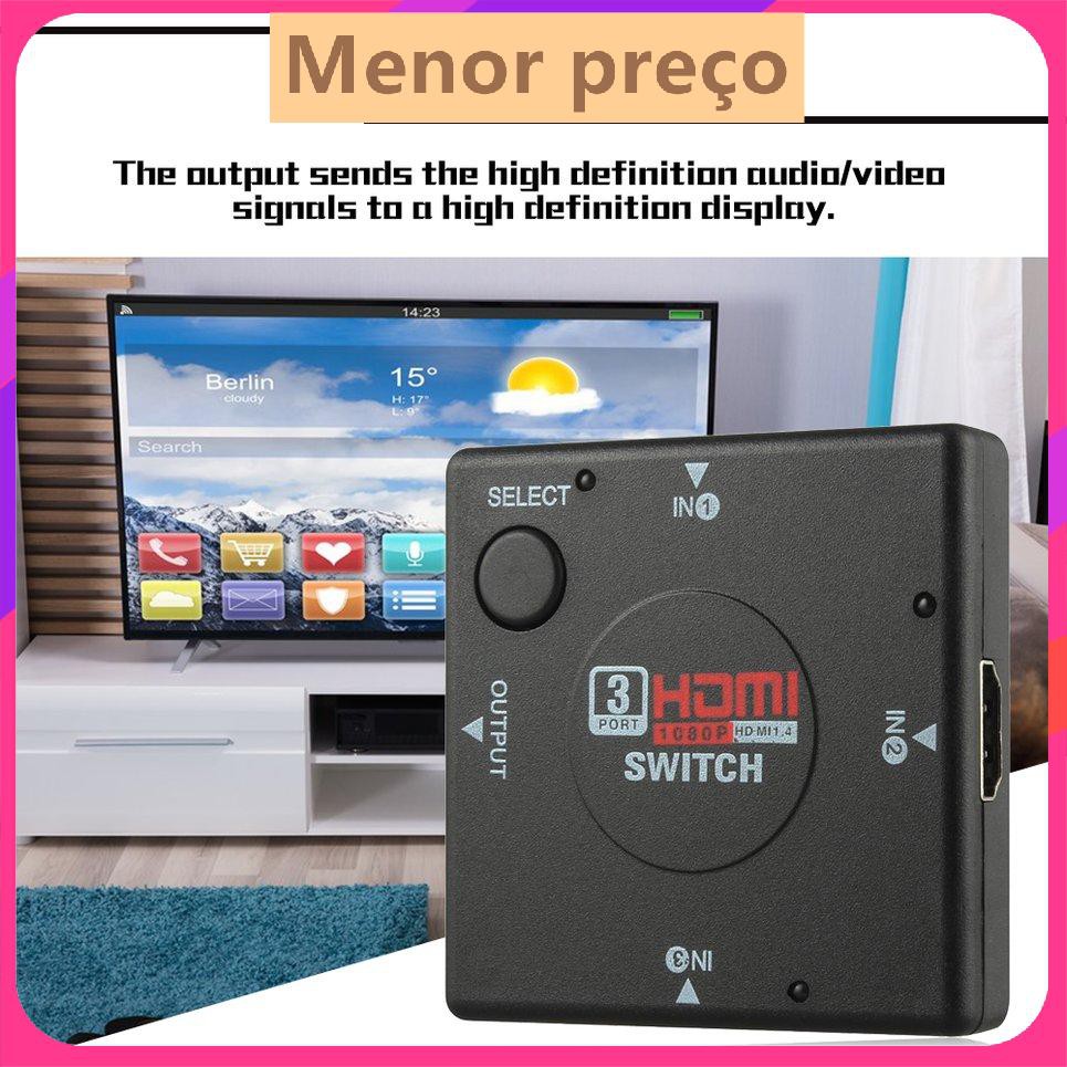 Video định nghĩa Bộ chuyển mạch mini 3 Cổng Bộ chuyển đổi HDMI cho HDTV PS3 1080P