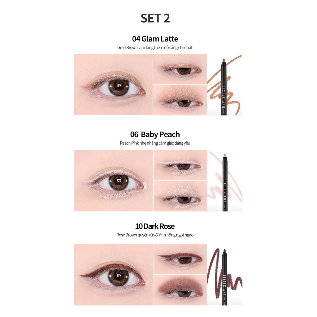 SISTERANN Double Effect Waterproof Eye Pencil 1+1+1 set 1.5g | BigBuy360 - bigbuy360.vn
