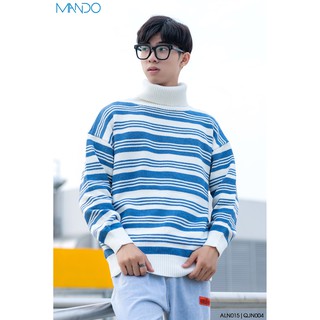 [ĐỘC LẠ] Áo Len Cổ Cao Mềm Mịn Unisex, Họa Tiết Kẻ Sọc, Đông 2020 Phong Cách Hàn Quốc Thời Trang MANDO - ALN015