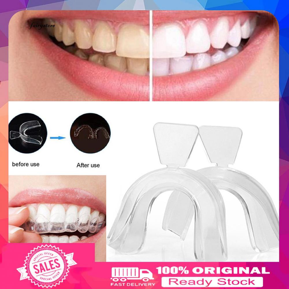 FS_2Pcs Food Grade Silicone Thermoform Teeth Whitening Tray Dental Care Mouth Guard