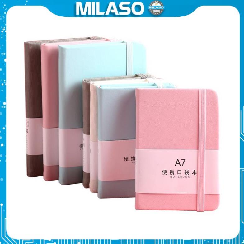 Sổ ghi chép MILASO sổ tay bìa da PU trơn A6 A7 96 trang tiện dụng SN-001389