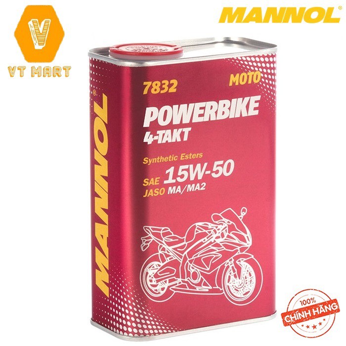 [Cao Cấp] Nhớt MANNOL 7832 4-Takt Powerbike ESTER 15W-50 SM  1 LÍT Dành Cho Xe Đi Xa, Chạy Đua &amp; PKL-NHẬP KHẨU TỪ ĐỨC