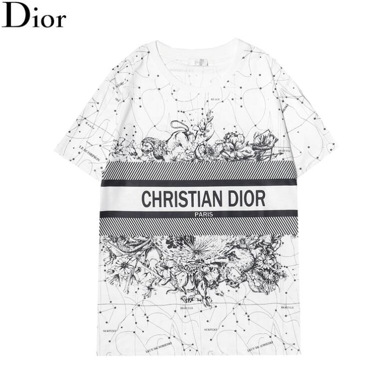 Dior Áo Thun cotton Ngắn Tay In Họa Tiết Cá Tính Dành Cho Nam Và Nữ