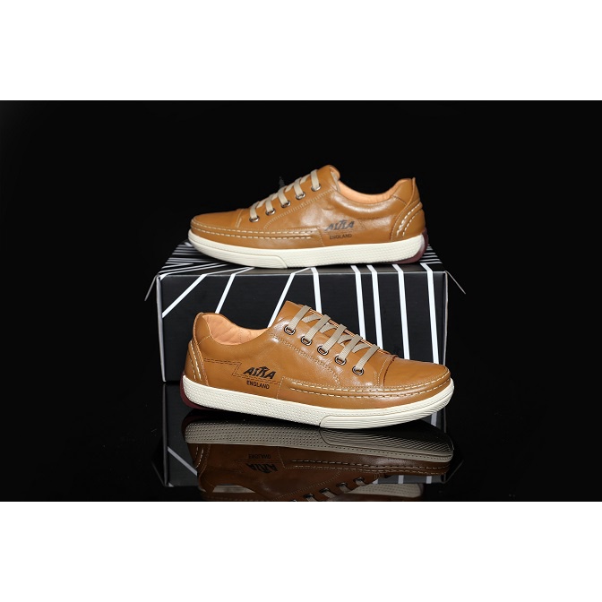 Giầy Nam asisa da bò nappa nhập khẩu mã MV-181 màu vàng bò,giầy thể thao