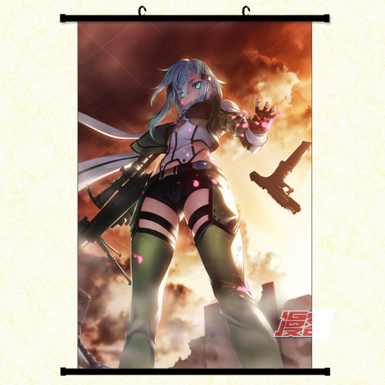 Poster vải anime Sinon 30x45 - Sword art online SAO - tranh vải