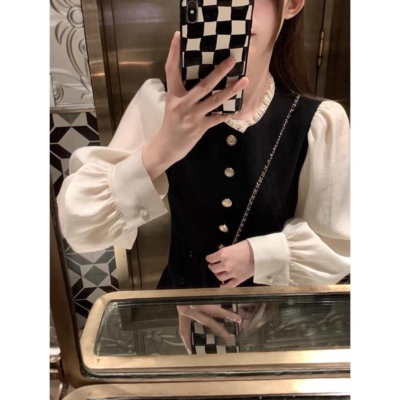 Váy tiểu thư dáng dài tay phồng, đầm chữ A tay bồng AS71