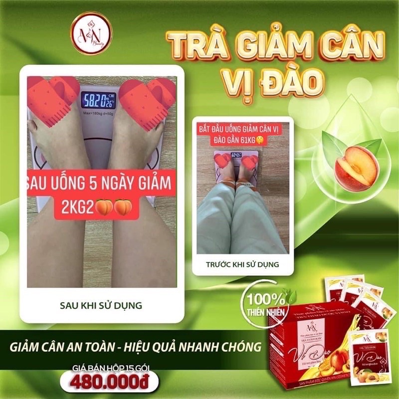 Tặng 1 Gói Detox Rau Củ-  Trà Giảm Cân Vị Đào Đông Anh - Trà đào giảm cân MN Beauty Group chính hãng Mỹ Phẩm Đông Anh
