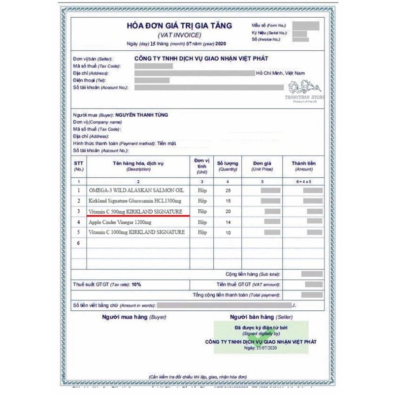 Vitamin C ngậm Kirkland 500mg hàng Mỹ có Bill