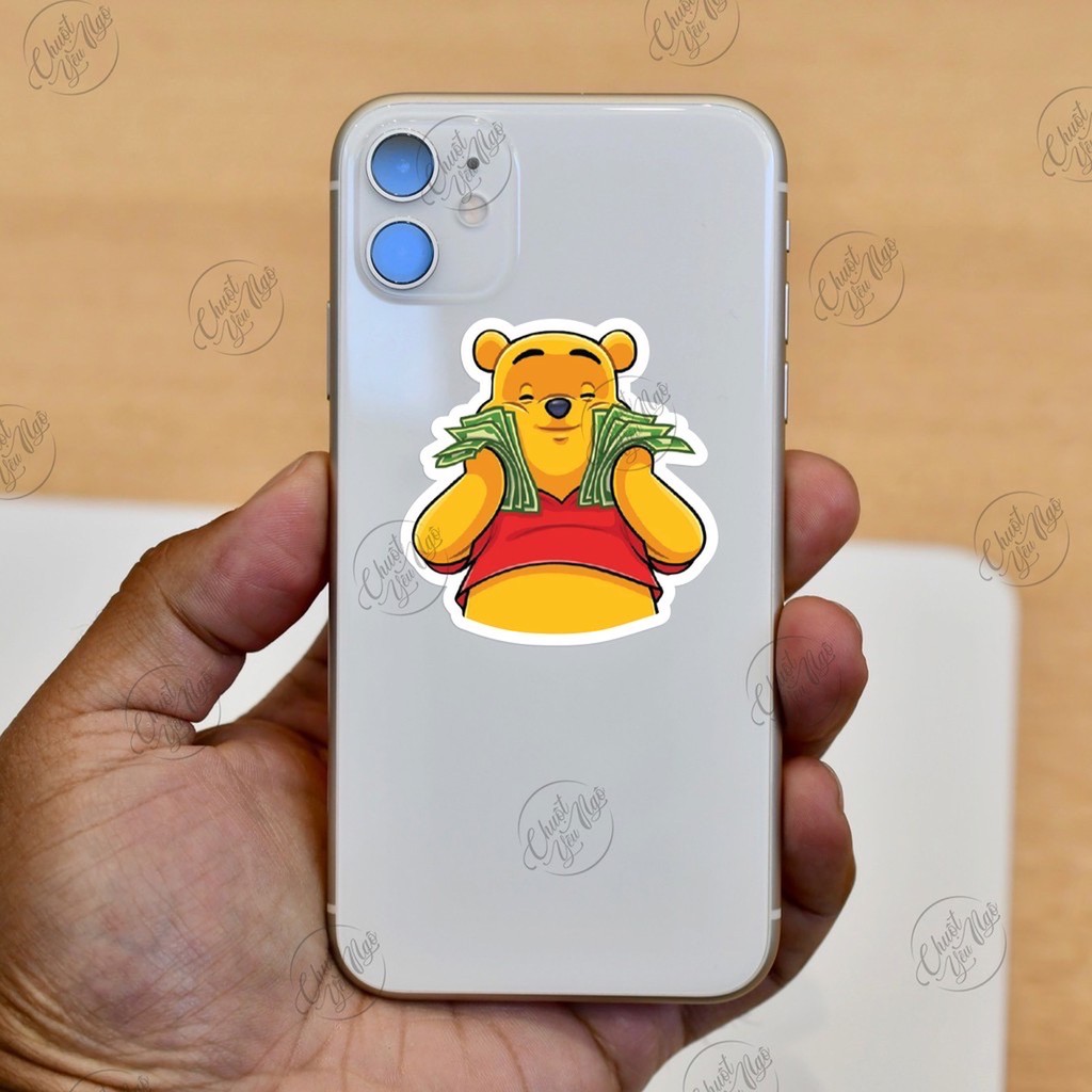 Combo 30 sticker hình dán chống nước chủ đề gấu vàng Pooh dễ thương