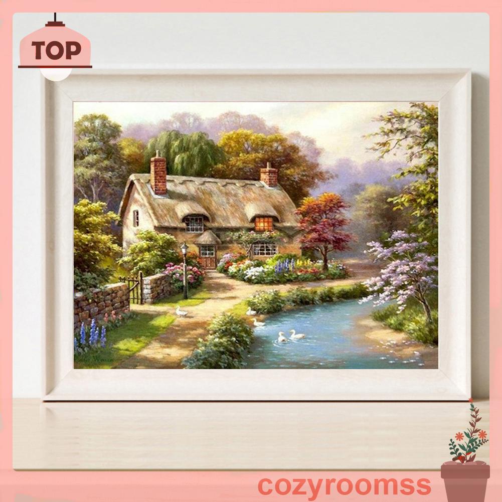 Bộ tranh thêu chữ thập DIY 11CT toàn bộ hình ngôi nhà dành cho trang trí