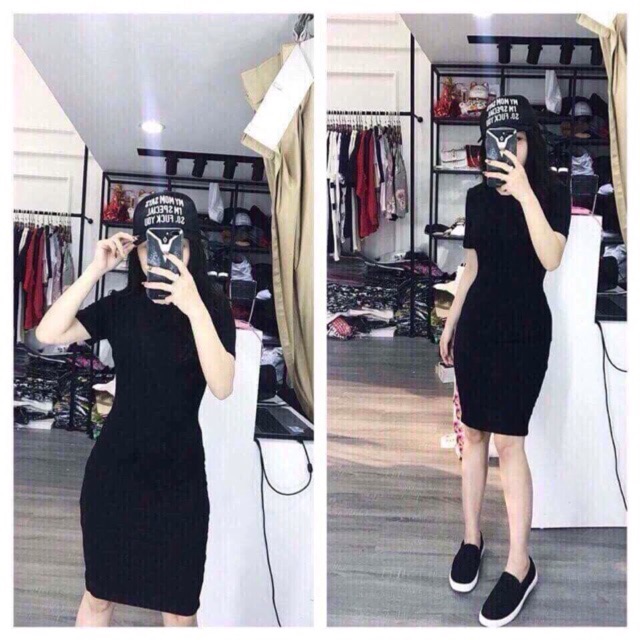 Váy body cổ tròn + cổ tim 