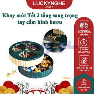 Khay mứt tết 2 tầng cao cấp - hộp mứt tết đựng hạt, bánh kẹo - sang trọng phong cách bắc âu