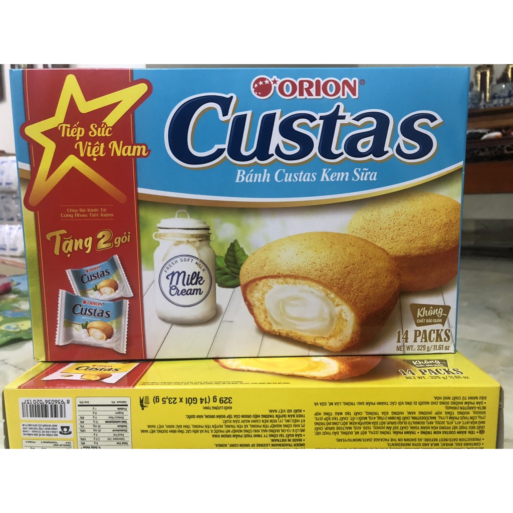BÁNH TRỨNG CUSTAS KEM SỮA ORION 329G- 14 GÓI
