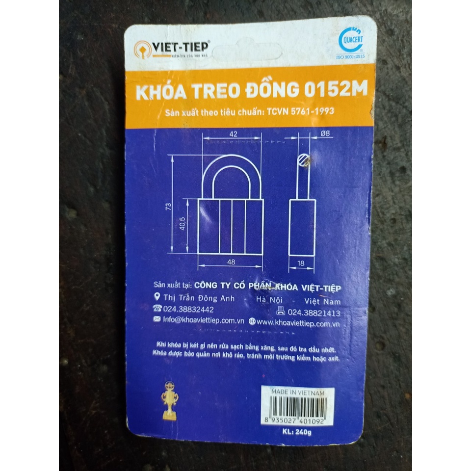 Ổ KHOÁ ĐỒNG TREO VIỆT TIỆP 0152M - 50MM