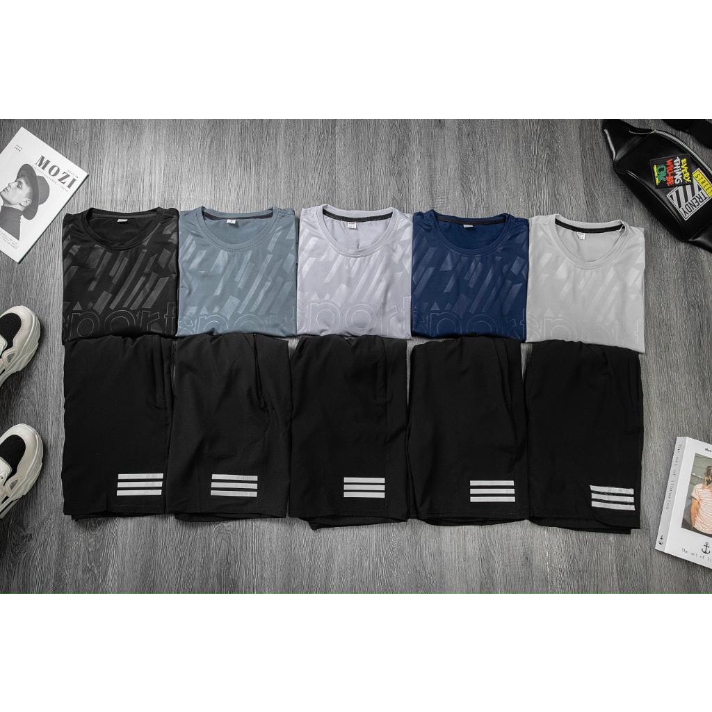 Bộ thể thao nam in vân sport chất thun lạnh co dãn 4 chiều cực thoáng mát, thấm hút mồ hôi tốt, co dãn thoải mái