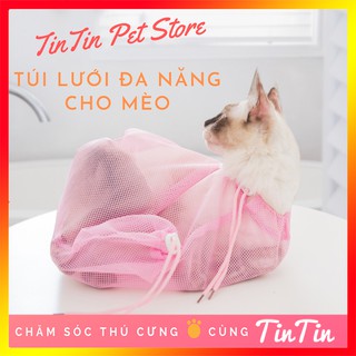 Túi Lưới Đa Năng Để Tắm, Tiêm, Cắt Móng, Vệ Sinh Tai Cho Mèo #Tintin Pet Store