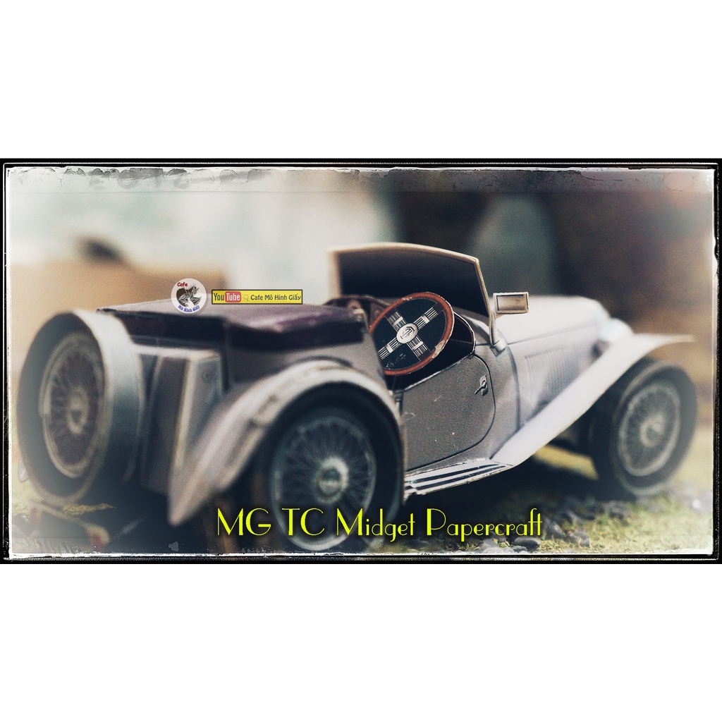 Mô hình giấy xe hơi cổ điển MG TC Midget Papercraft