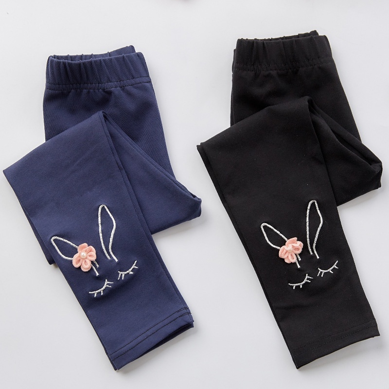 Quần Dài cotton Mỏng in Họa Tiết Thỏ Hoạt Hình Dễ Thương Cho Bé Gái