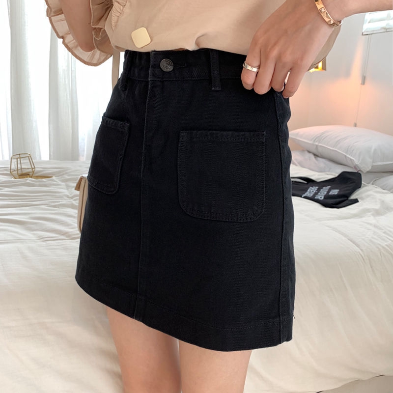 Chân Váy Denim Chữ A Lưng Cao Phong Cách Hàn Quốc Cho Nữ | BigBuy360 - bigbuy360.vn