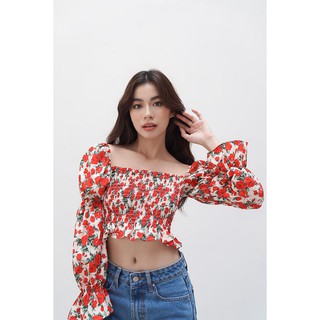 Áo croptop SheByShj hoa màu đỏ - Molis Top