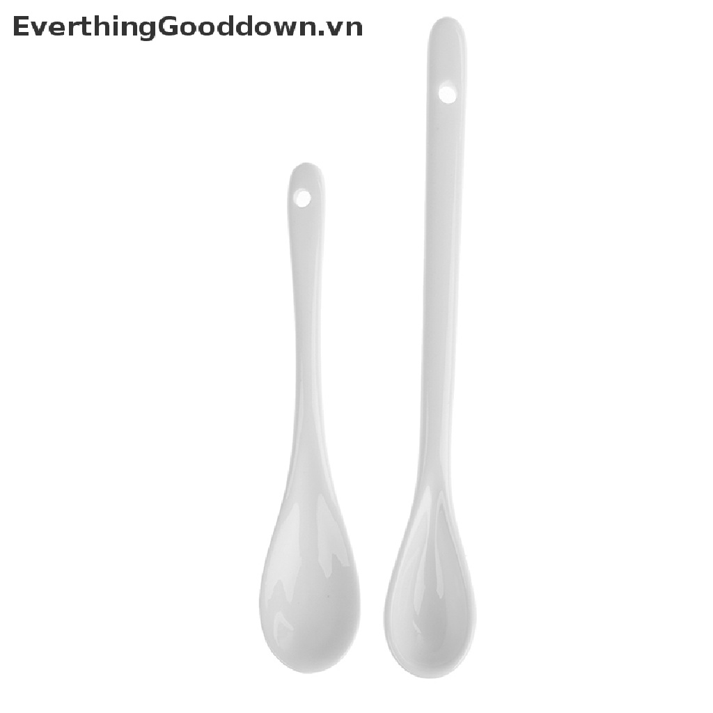 Everthinggood Muỗng Sứ Trắng Ngắn Tay Dài Ăn Súp Trà Tráng Miệng