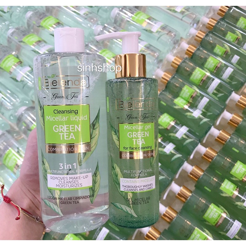 Combo Sữa Rửa Mặt và Nước Tẩy Trang Bielenda Herbta Trà Xanh Cho Da Dầu Mụn hỗn hợp hàng nội balan