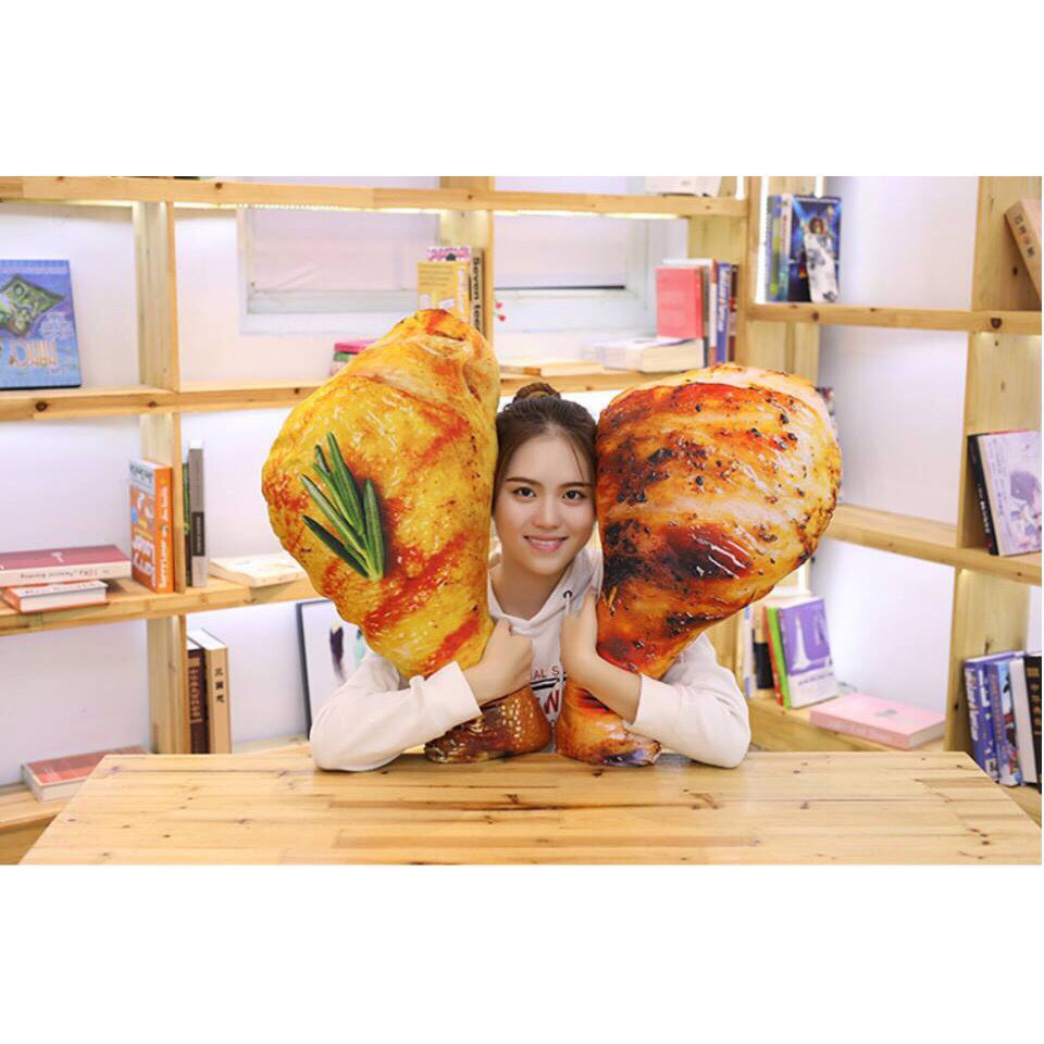 Sỉ_Gối Ôm 3D Hình Đùi Gà có lá_gấu bông, quà tặng _MOMOMART