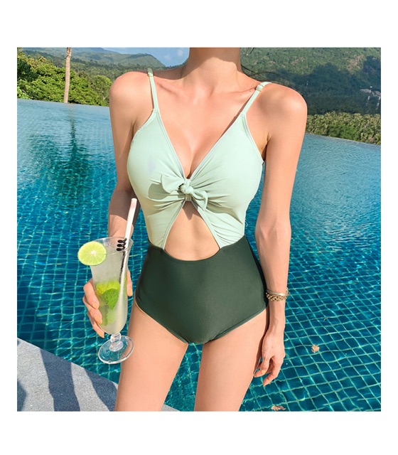 [BKN380] &lt;HÀN&gt; BODYSUIT NƠ NGỰC XANH KIỂU HÀN