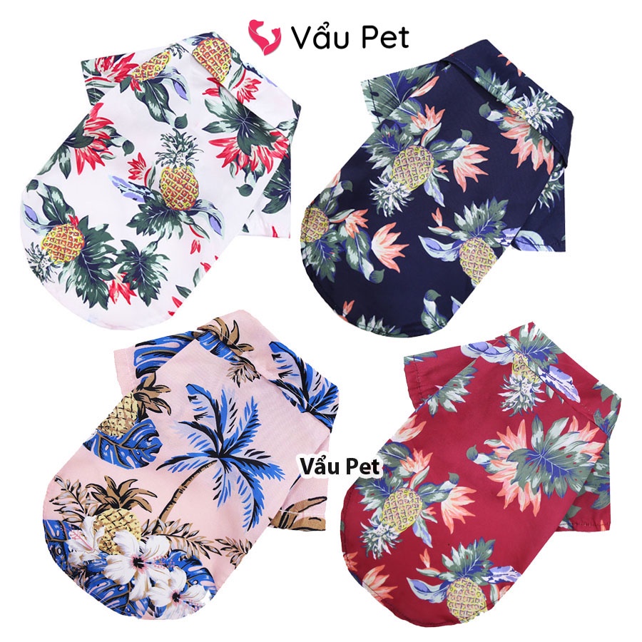 Áo cho chó mèo Sơ mi phong cách Hawaii - Quần áo cho chó poodle, con, lớn, mèo, thú cưng Vẩu Pet Shop