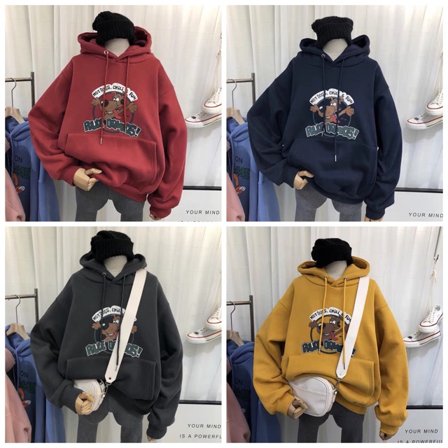 Áo hoodie vải nỉ lót bông dày dặn Chili