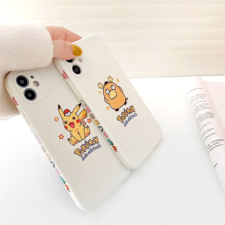 Ốp lưng iphone Pika & Psyduck cạnh vuông hình BVC 5s/6/6plus/6s/6splus/7/7plus/8/8plus/x/xr/xs/11/12/pro/max/plus/promax | BigBuy360 - bigbuy360.vn