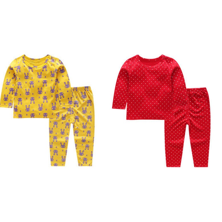 Combo 4 bộ cotton thỏ vàng, chấm bi đỏ