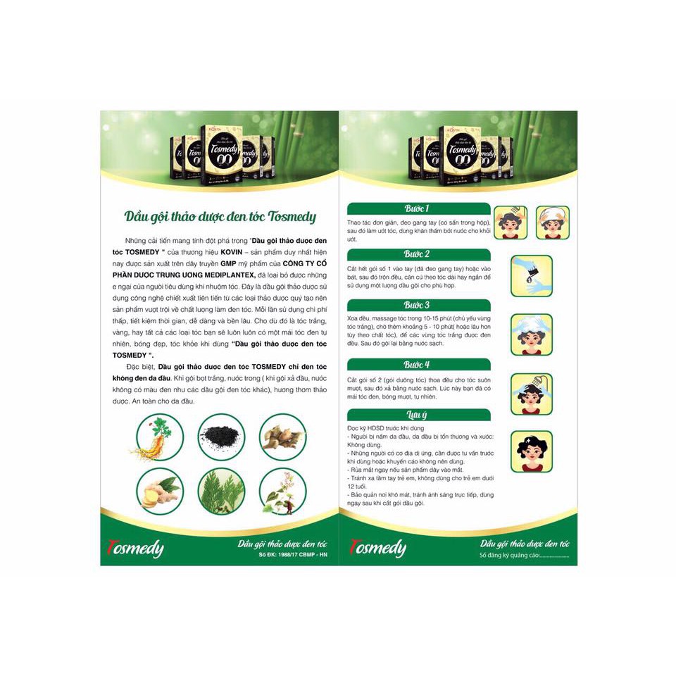 Dầu gội thảo dược đen tóc Tosmedy - An toàn, Hiệu quả