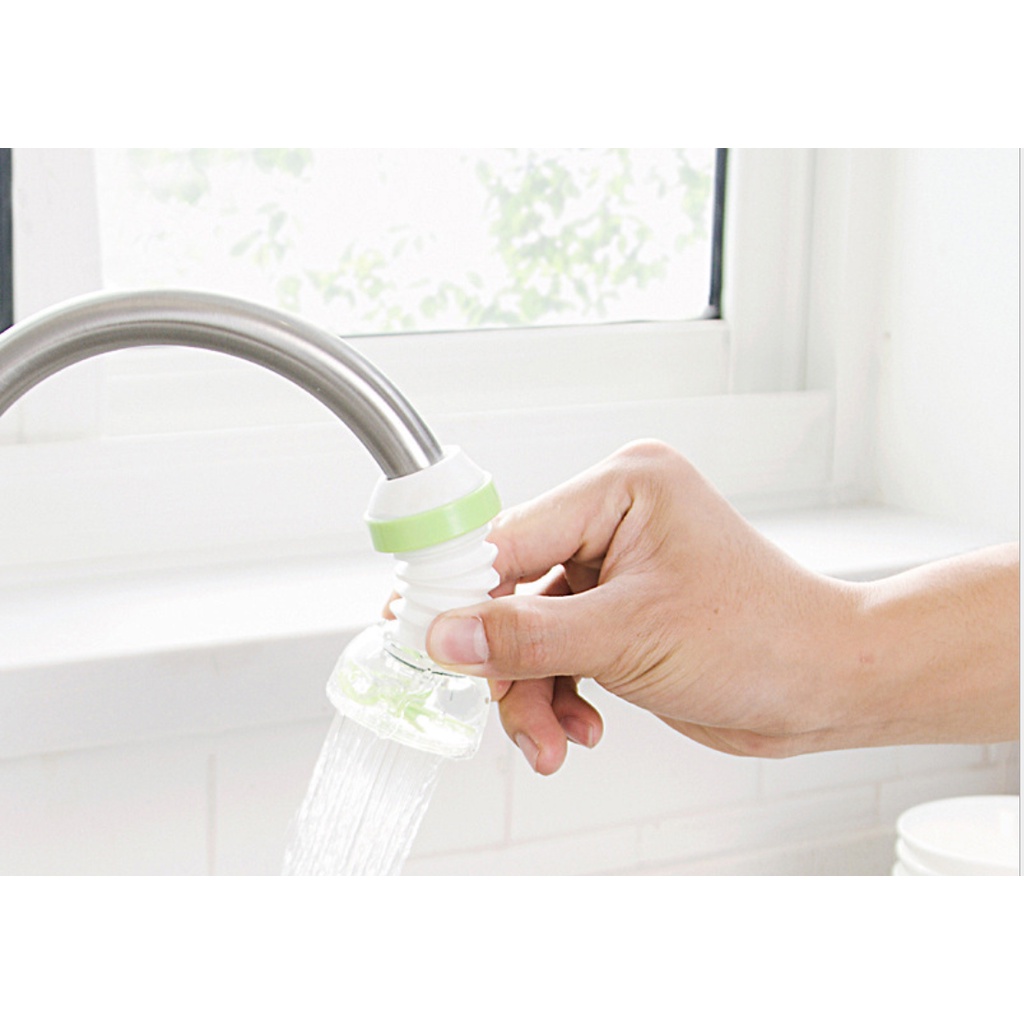 ]Đầu vòi xịt nước tăng áp cho vòi bồn rửa chén - Loại có nẹp inox - Xoay Tròn Được