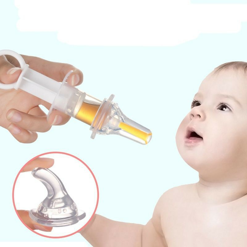 Dụng cụ ống bơm xilanh cho bé uống thuốc, sữa, nước hoa quả đầu silicon mềm