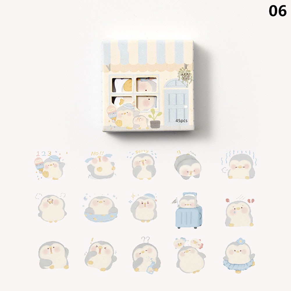 Bộ 45 Miếng Dán Trang Trí Hình Mèo / Gấu Hoạt Hình Sáng Tạo