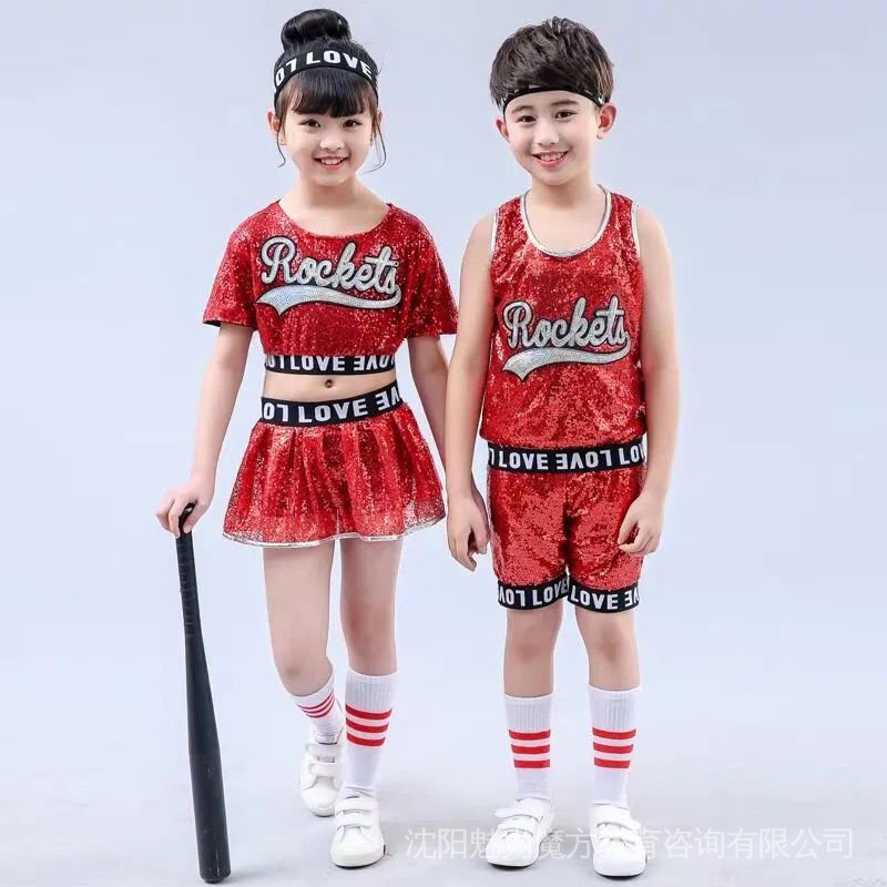 Bộ Trang Phục Nhảy Jazz Đính Sequin Phong Cách Thời Trang Đường Phố Cho Bé Gái 7 / 13