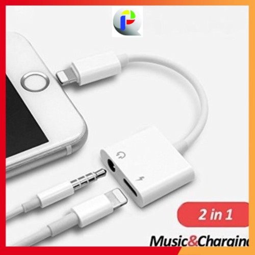 (CỰC RẺ) Jack chuyển tai nghe 3.5 ra 2 cổng Lightning + 3.5 - Vừa dùng tai nghe vừa sạc, có hỗ trợ micro nghe gọi