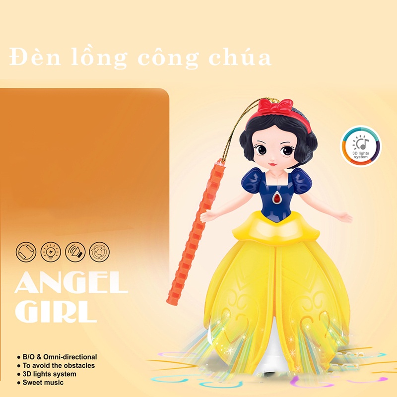 Đồ chơi đèn lồng trung thu công chúa Elsa xoay 360 độ có nhạc có đèn cho bé yêu - Mây Kids