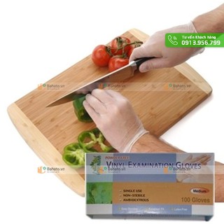 Hộp 50 đôi găng tay cao su vinyl làm bánh, đồ ăn (nhiều size S - M - L)
