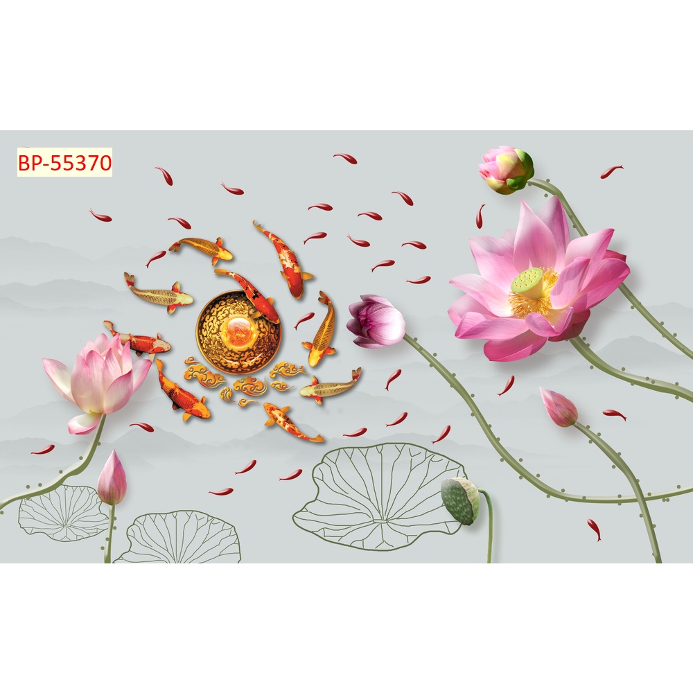 Tranh cá chép phong thủy tài lộc 3D