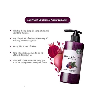 Sữa Rửa Mặt Rầu Củ Thải Độc Super vegitoks cleanser