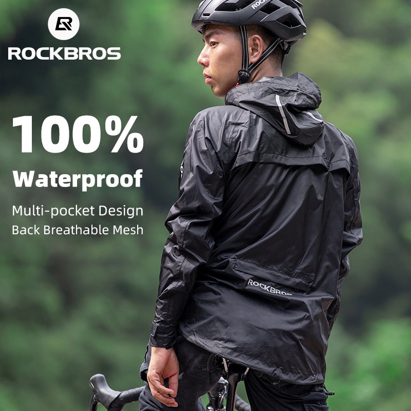 ROCKBROS Áo Khoác Thể Thao Có Nón Phản Quang Thoáng Khí Chống Thấm Nước Cho Nam