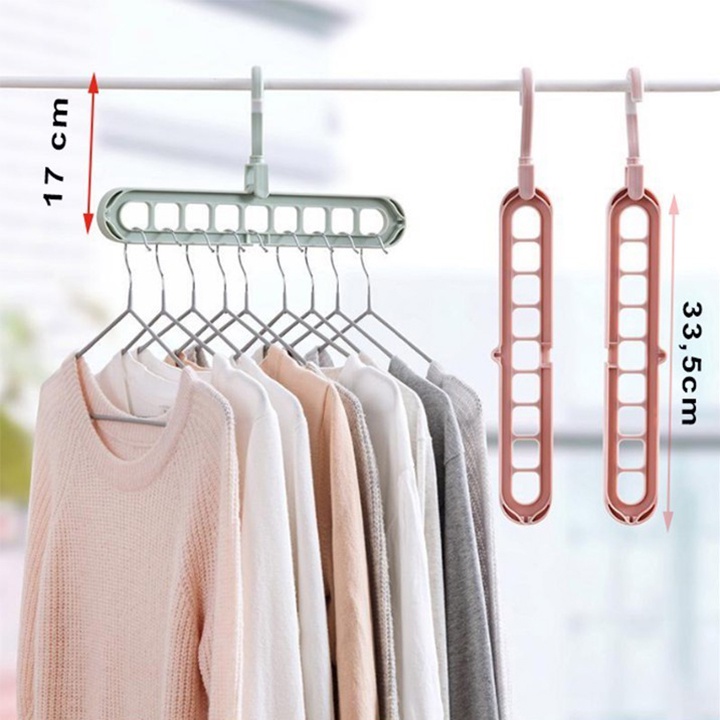 Móc treo quần áo 9 lỗ đa năng hongkong_store sieure888 móc treo quần áo nhựa siêu bền nhiều màu