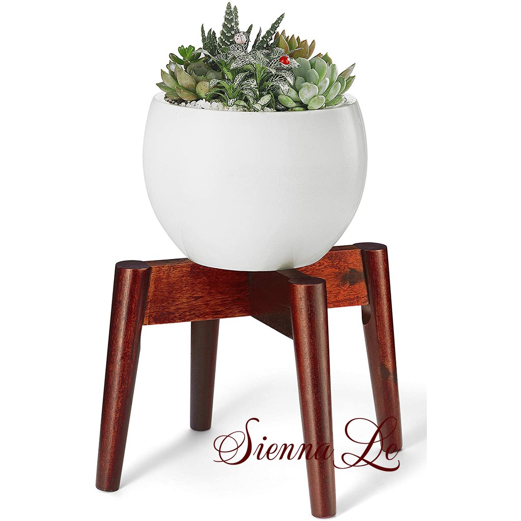 Sienna Le Đôn Gỗ Nhỏ, Giá Kệ Đế Đỡ Chậu Hoa - Phong cách Mid-Century - Cao 19 cm x Rộng 24,5 cm